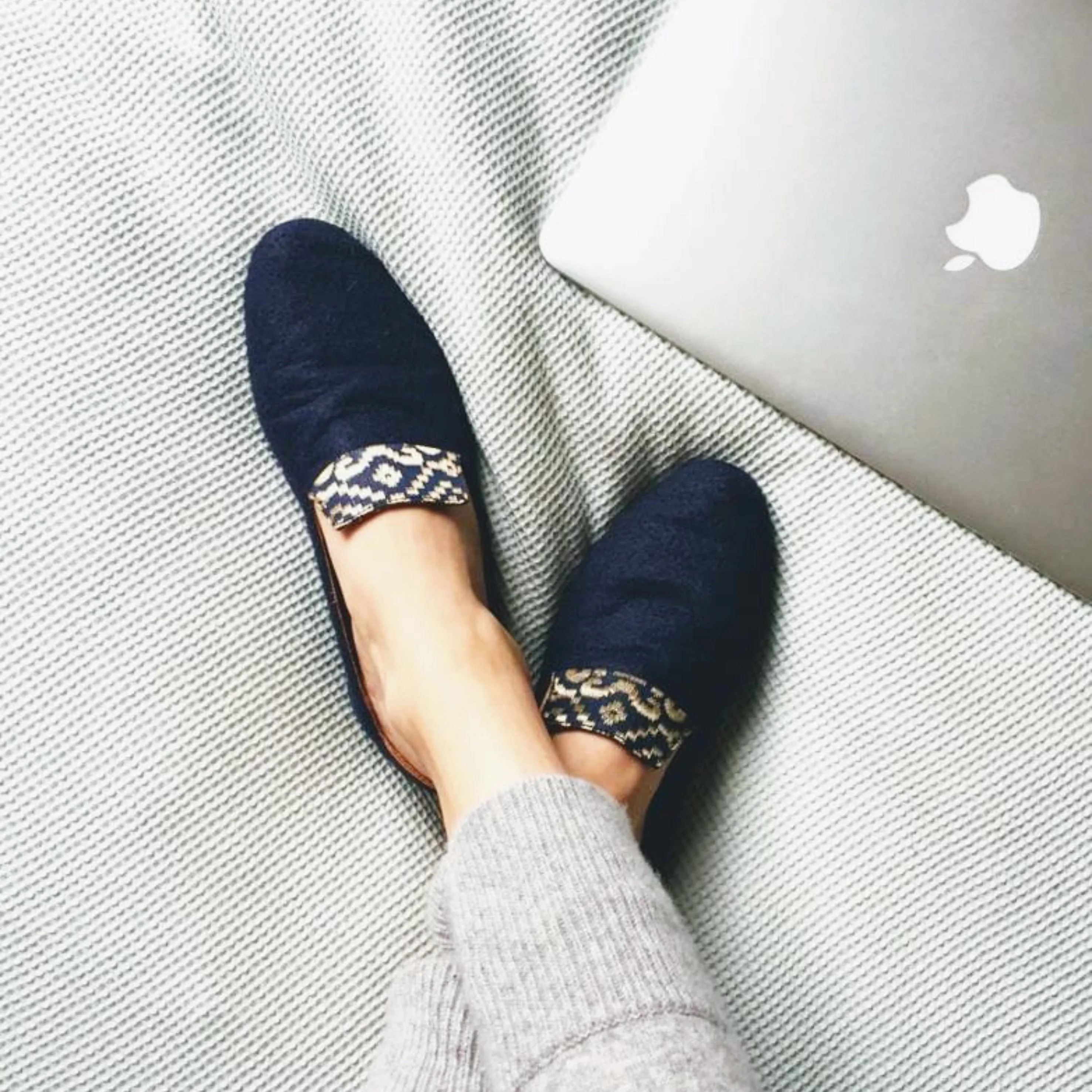 Golden Star of Banaras Blue Wool Loafers