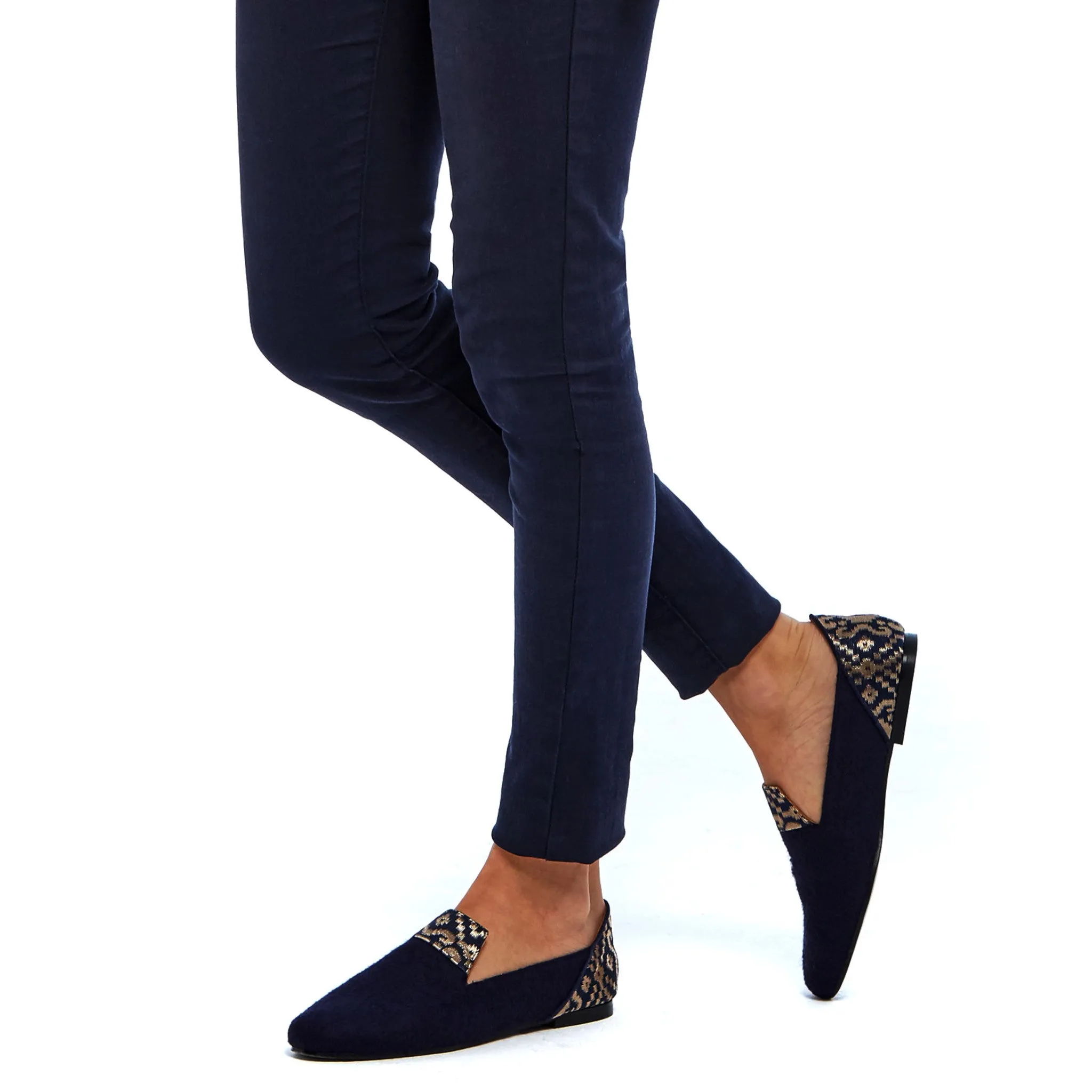 Golden Star of Banaras Blue Wool Loafers