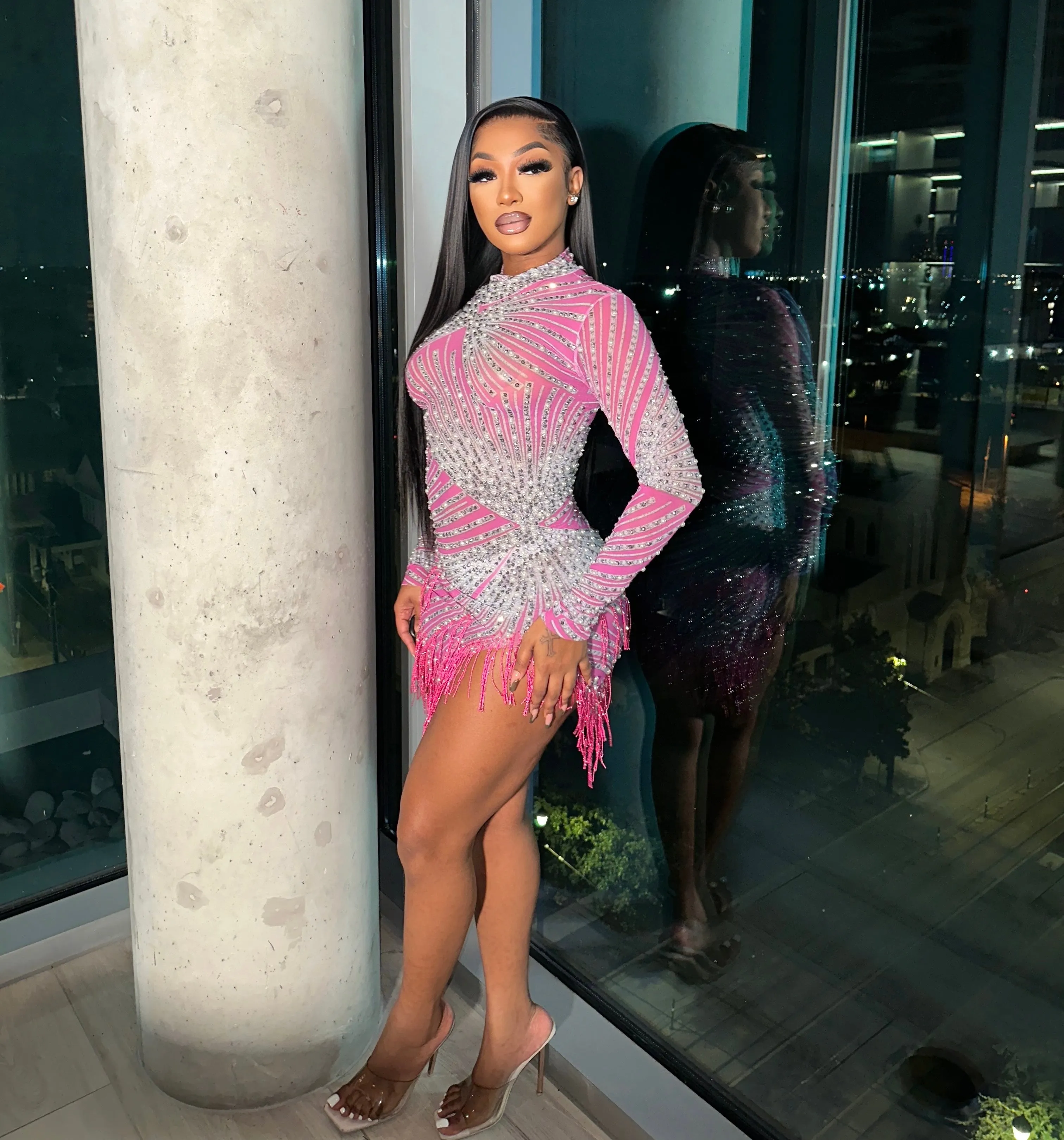 Kimberly Pink Pearls Dress