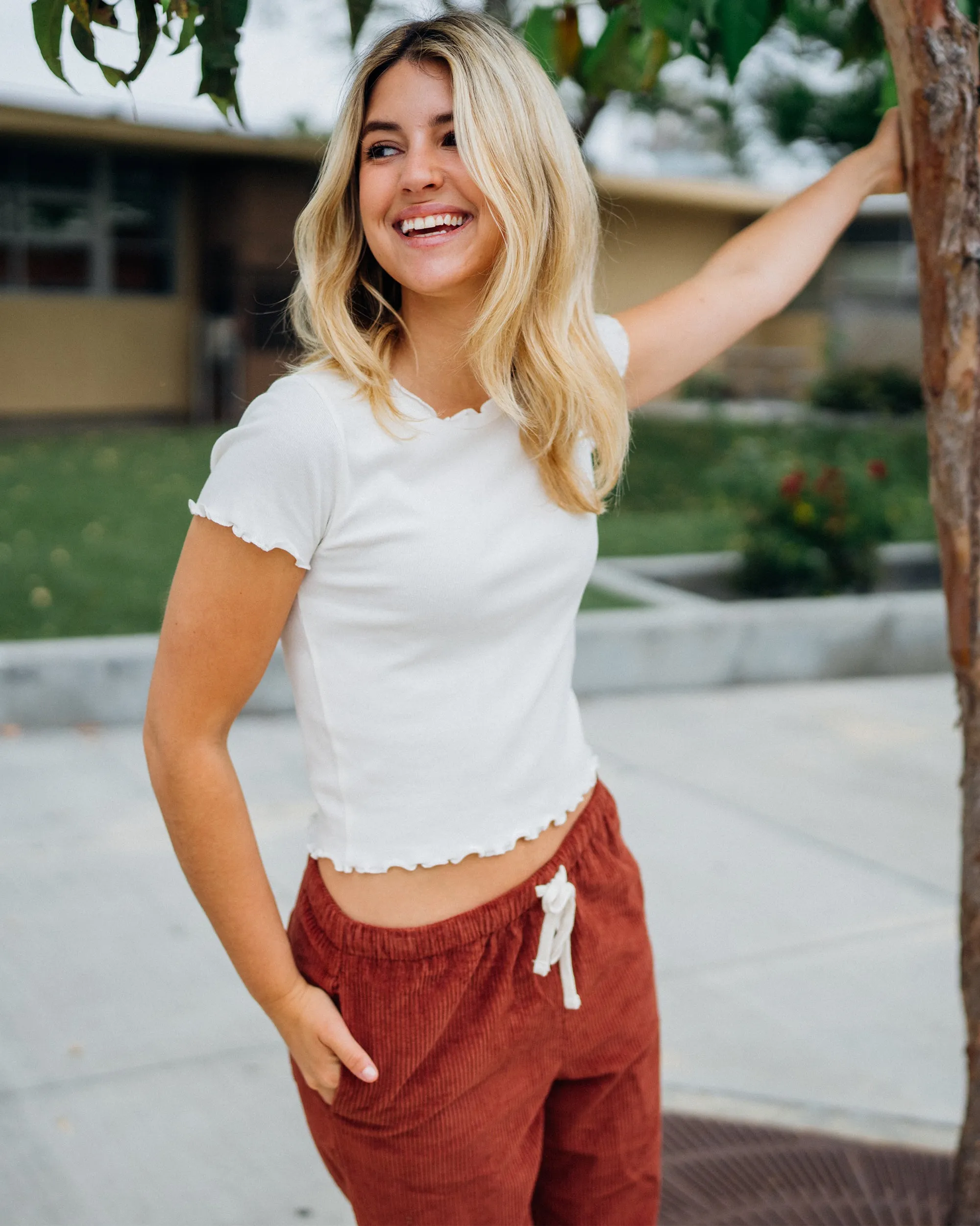 Lived in Lounge Knit Short Sleeve Top - Star White