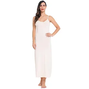 MANCYFIT Long Slips for Under Dresses Full Length Adjustable Spaghetti Strap Nightgown
