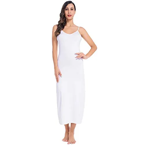 MANCYFIT Long Slips for Under Dresses Full Length Adjustable Spaghetti Strap Nightgown