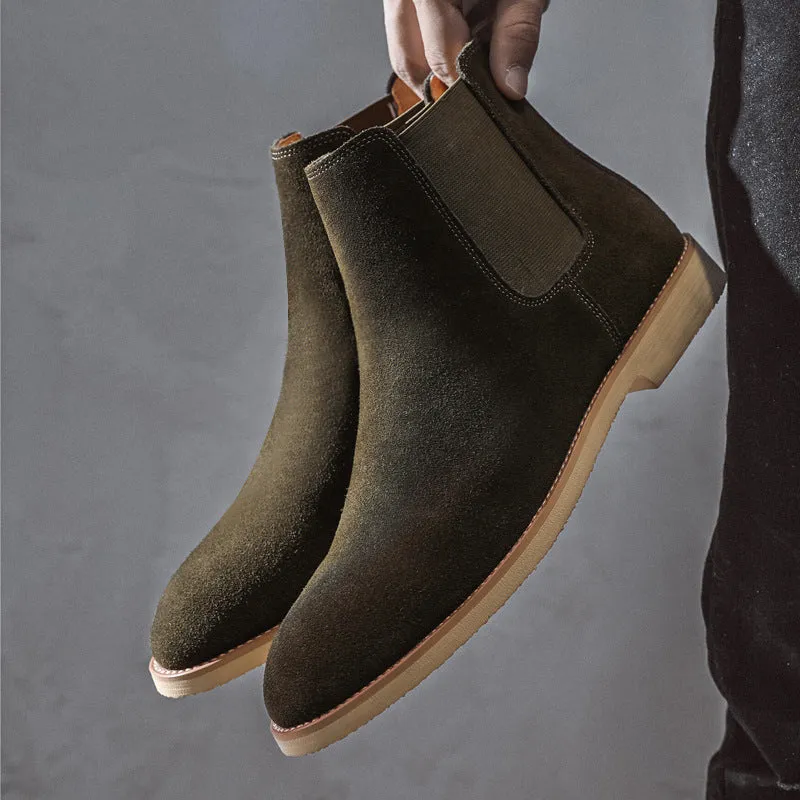 Men's faux suede slip on chelsea boots