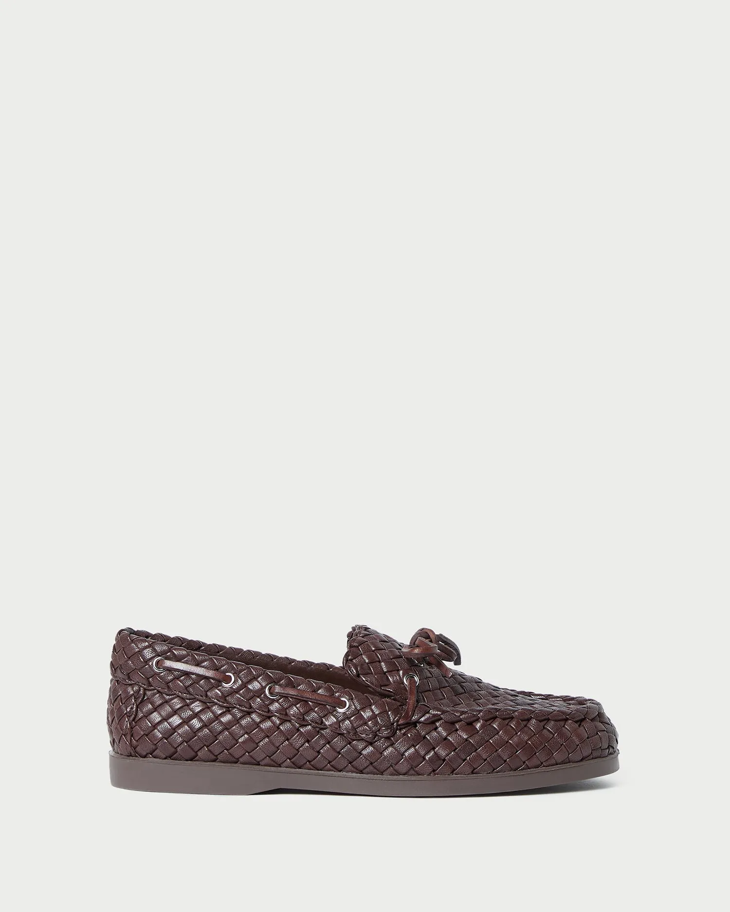 Minnie Espresso Woven Leather Moccasin