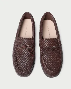 Minnie Espresso Woven Leather Moccasin