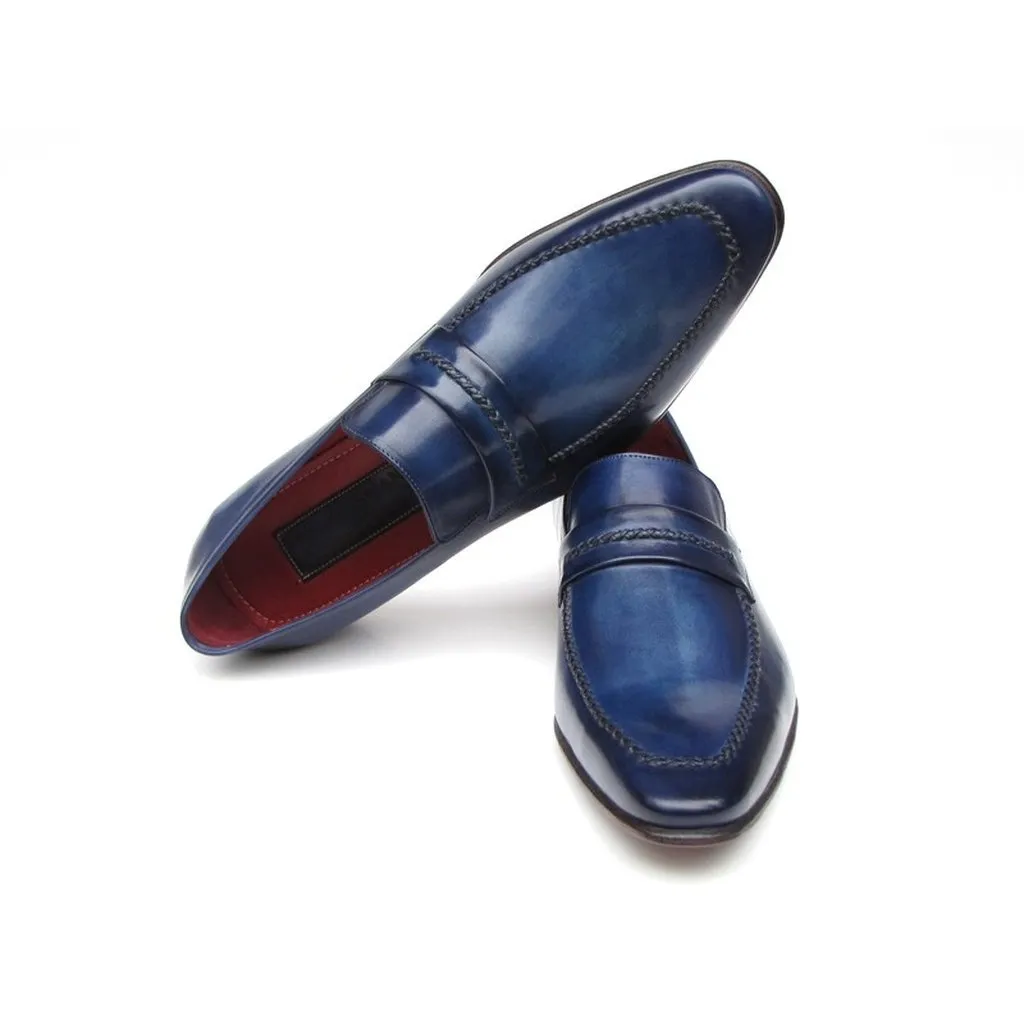 Paul Parkman Men's Loafer Shoes Navy  (ID#068-BLU)