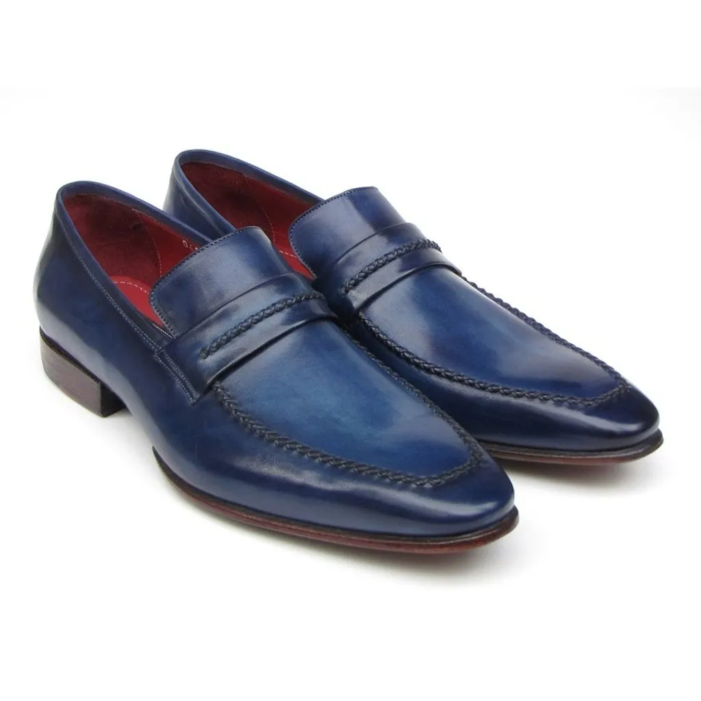Paul Parkman Men's Loafer Shoes Navy  (ID#068-BLU)