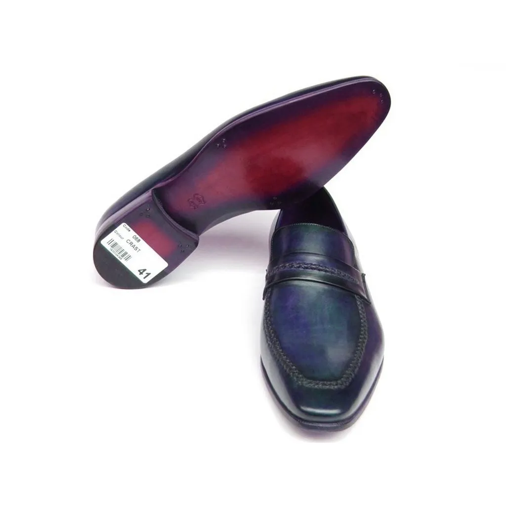 Paul Parkman Men's Loafer Shoes Navy  (ID#068-BLU)