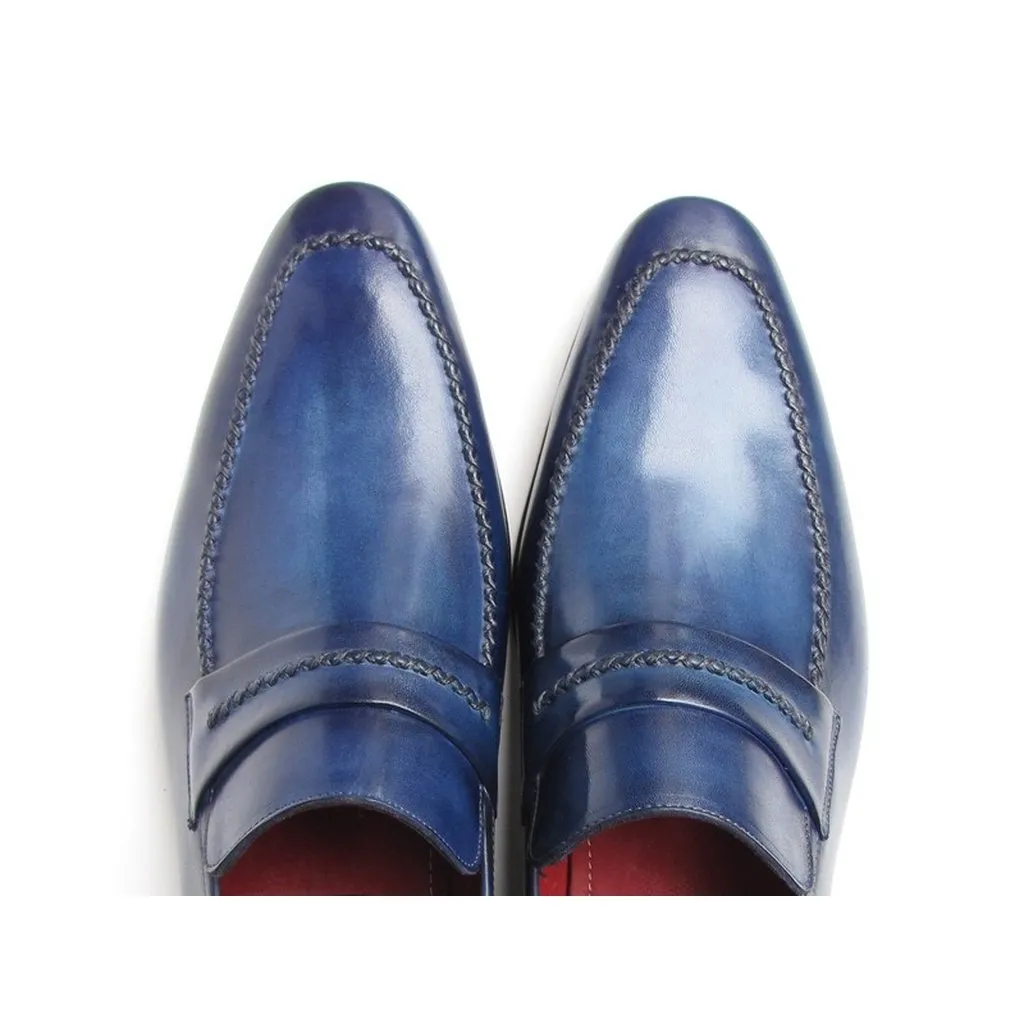Paul Parkman Men's Loafer Shoes Navy  (ID#068-BLU)