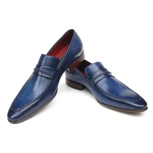 Paul Parkman Men's Loafer Shoes Navy  (ID#068-BLU)