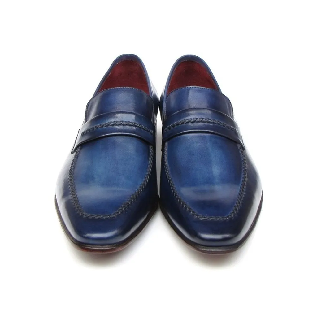 Paul Parkman Men's Loafer Shoes Navy  (ID#068-BLU)