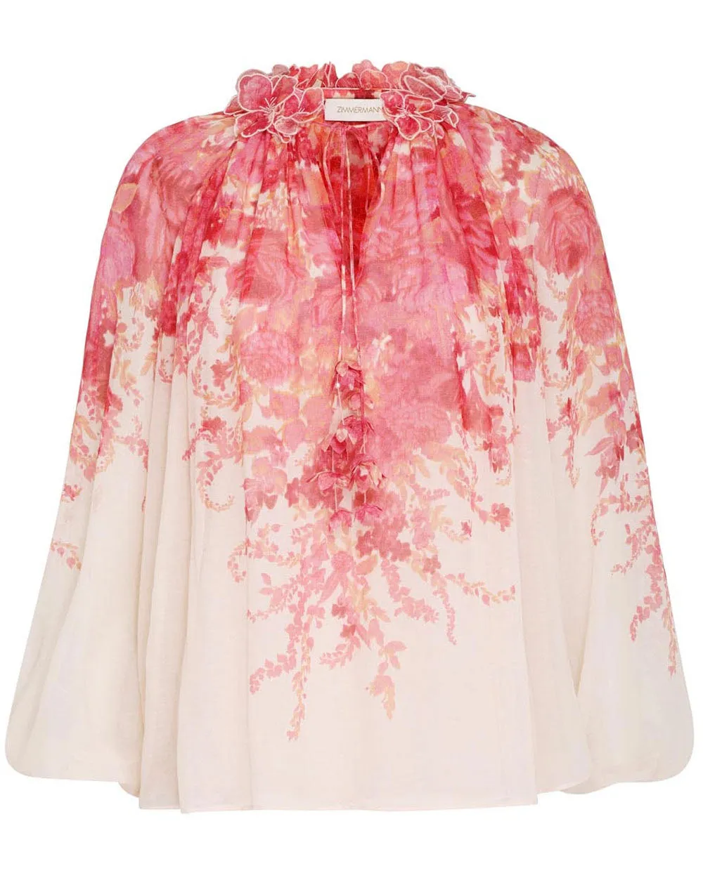 Pink Ikat Floral High Tide Billow Blouse