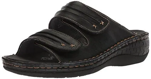 Propét Women's June Slide Sandal, black, 6 Medium US