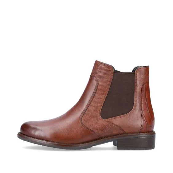 Remonte Tan Leather Ankle Boots