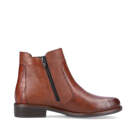 Remonte Tan Leather Ankle Boots