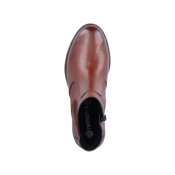 Remonte Tan Leather Ankle Boots
