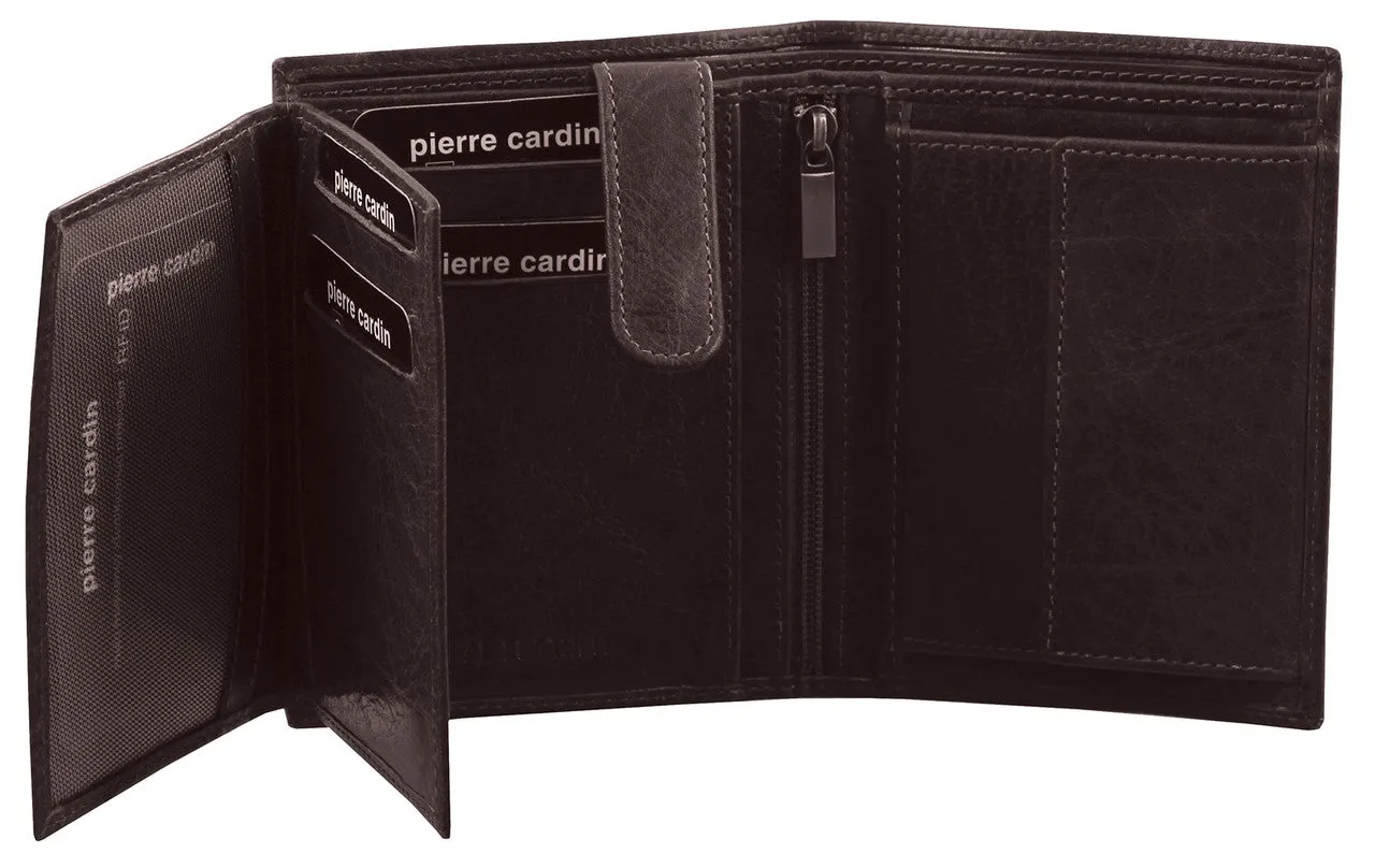 Rustic Leather Men's Tall Bi-Fold Wallet - Brown