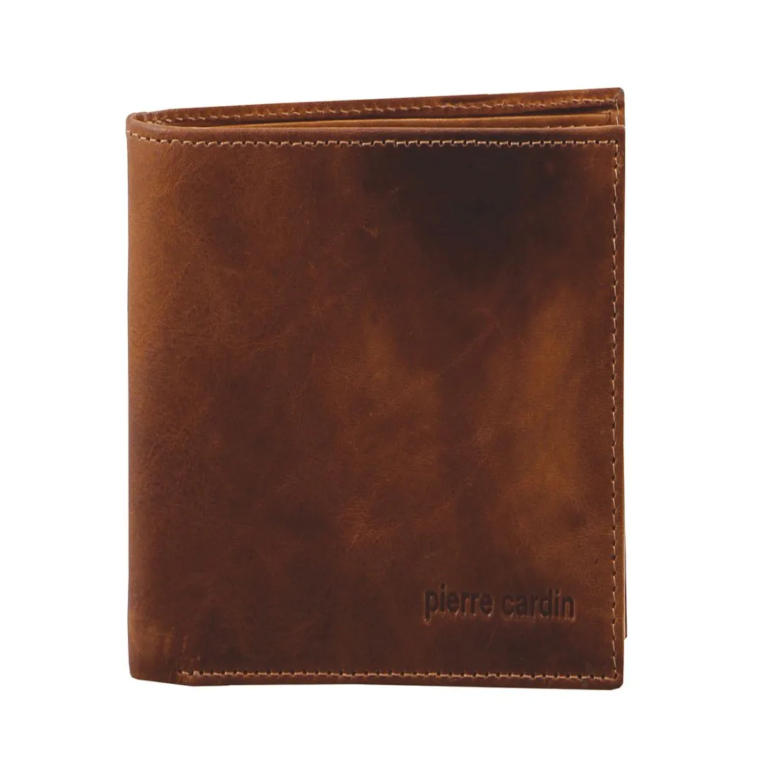 Rustic Leather Men's Tall Bi-Fold Wallet - Chestnut