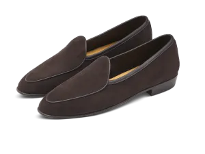 Sagan Classic Loafers in Lusitanias Dark Brown Asteria Suede with Leather Sole