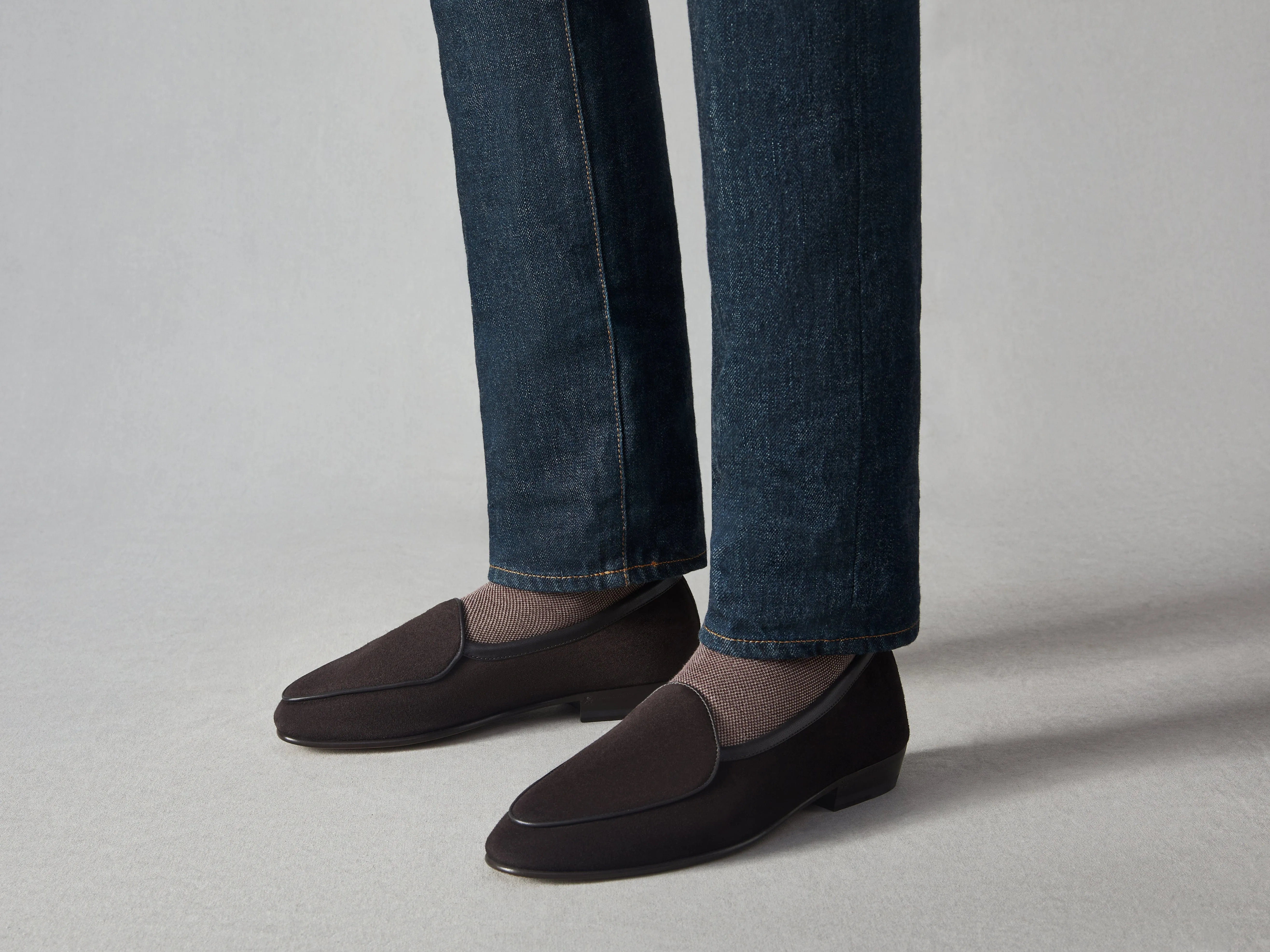Sagan Classic Loafers in Lusitanias Dark Brown Asteria Suede with Leather Sole