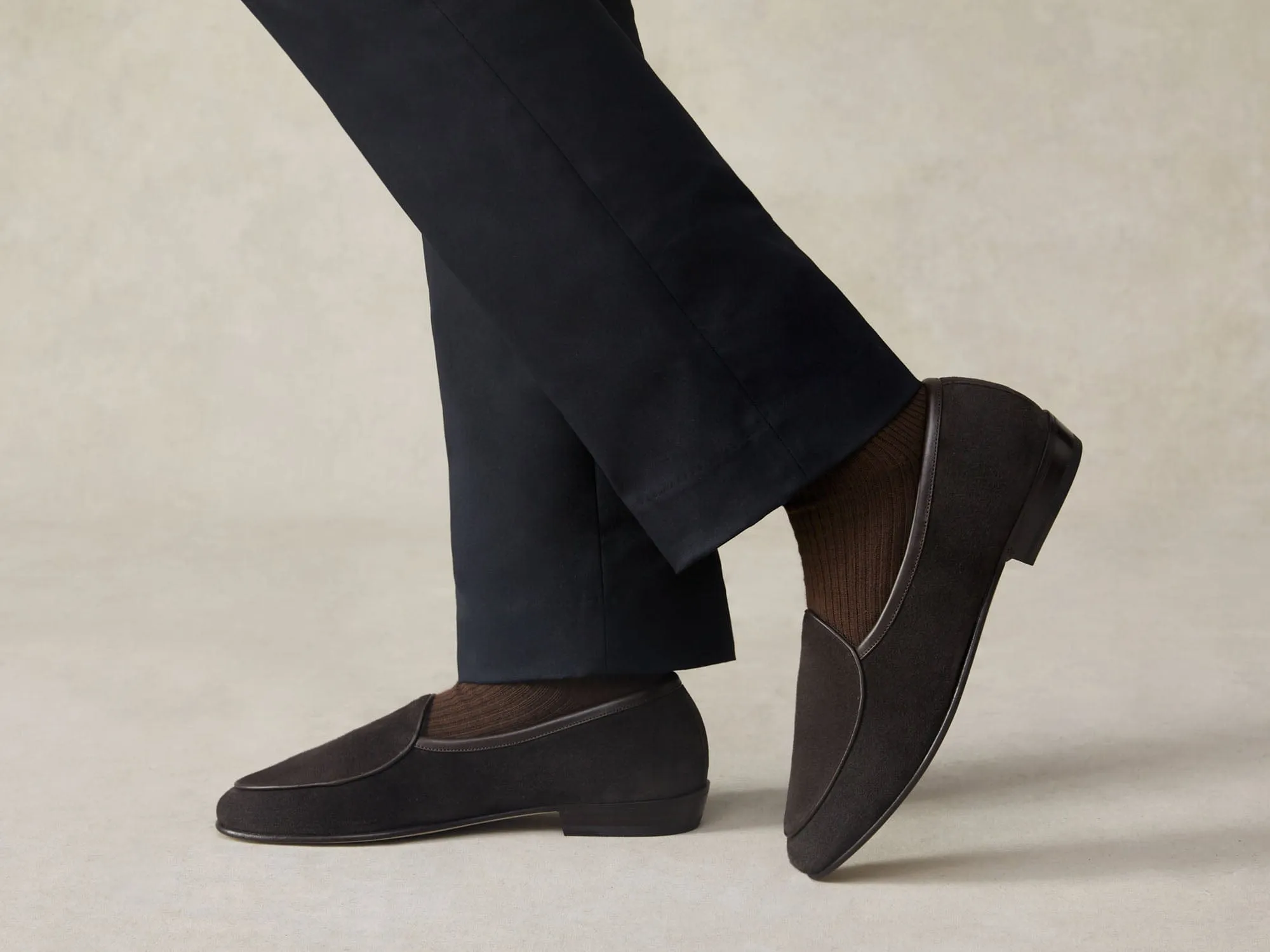 Sagan Classic Loafers in Lusitanias Dark Brown Asteria Suede with Leather Sole