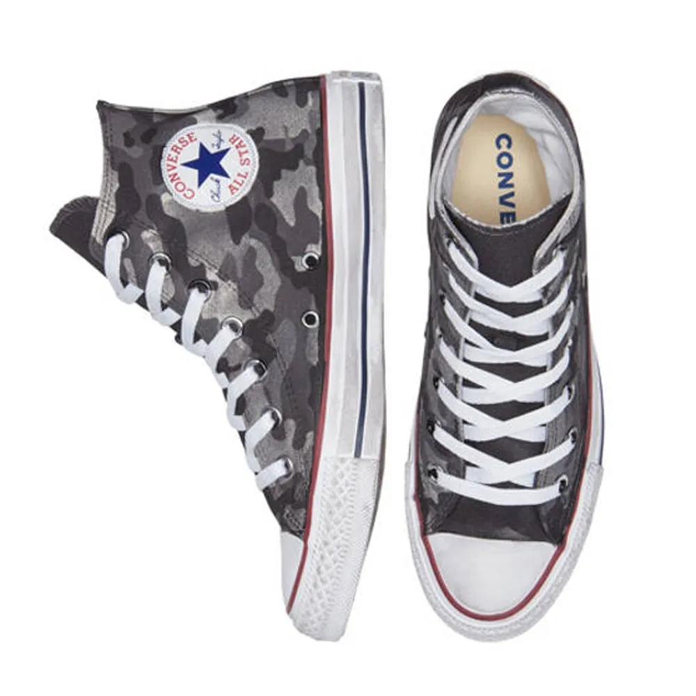 Scarpe Unisex CONVERSE Sneakers linea Chuck Taylor All Star Camo Carchoal High Top in Tessuto Grigio