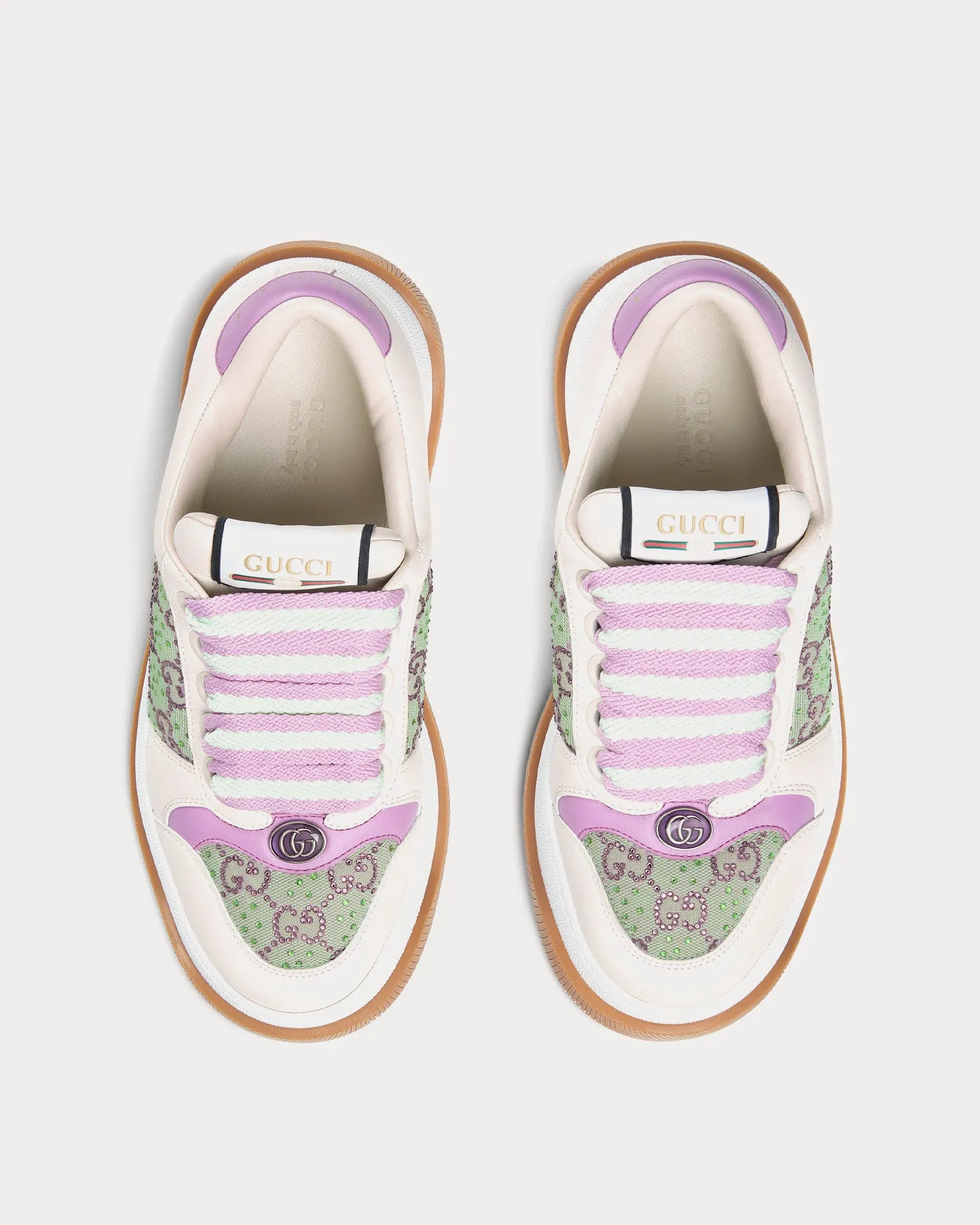 Screener GG Crystal Canvas Beige / Purple Low Top Sneakers