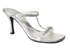 Stuart Weitzman Silver Tee-Up Crystal Sandals