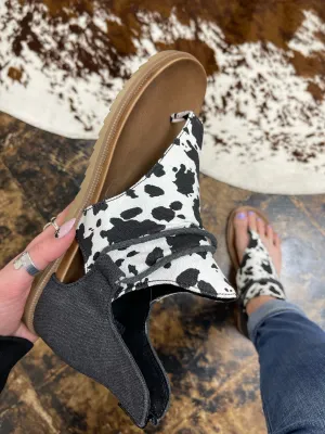 The Teeter Cow Print Sandal