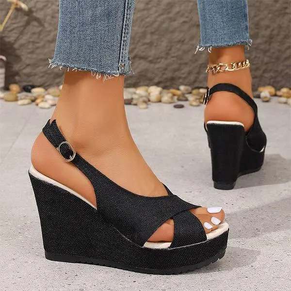 Women's Denim Platform Wedge Sandals 13646124C