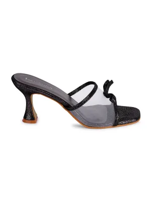 Women's Transparent Bow Straps Black Lightweight Sandals