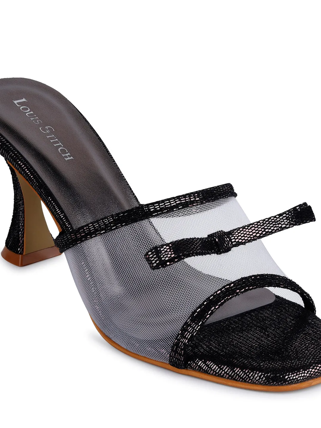 Women's Transparent Bow Straps Black Lightweight Sandals